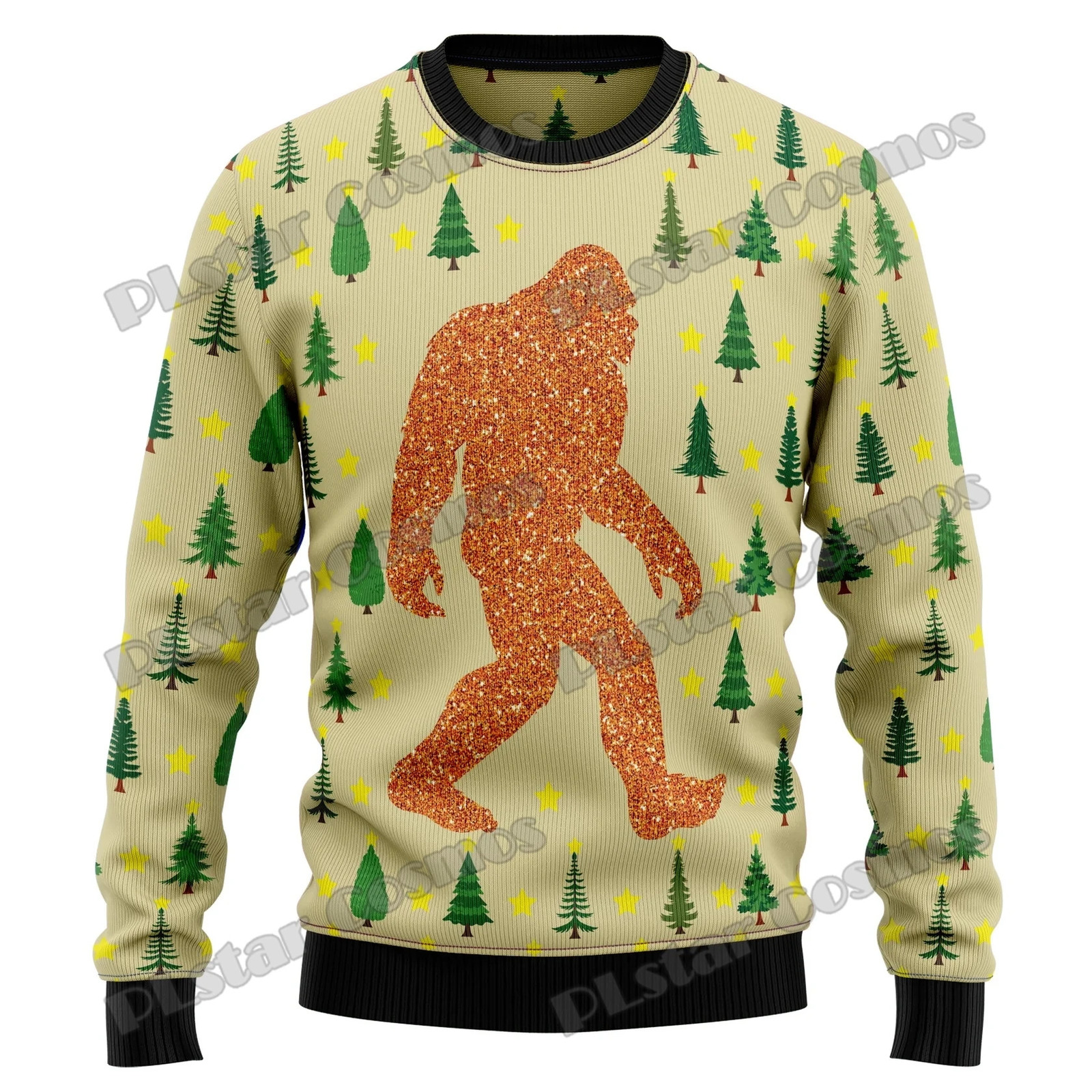Autumn Winter Unisex Casual Knit Pullover Sweater Amazing Bigfoot Pattern 3D Printed Mens Ugly Christmas KMY01 241022