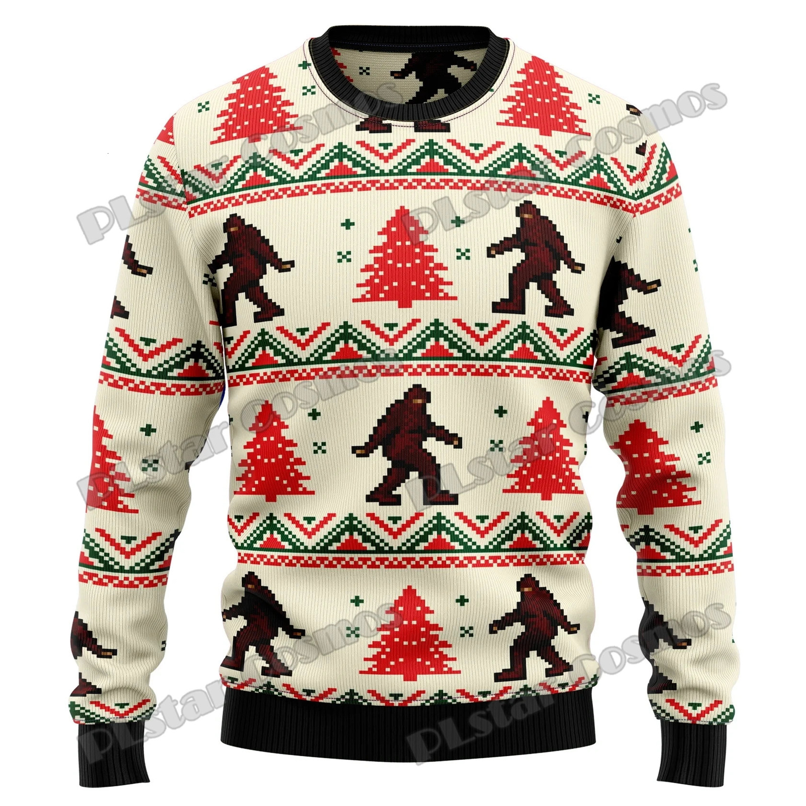 Autumn Winter Unisex Casual Knit Pullover Sweater Amazing Bigfoot Pattern 3D Printed Mens Ugly Christmas KMY01 241022