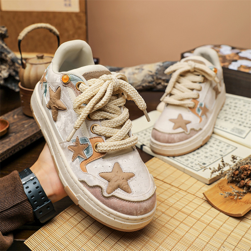 New Men's and Women's Qingming Riverside Scene Star Casual Board Shoes