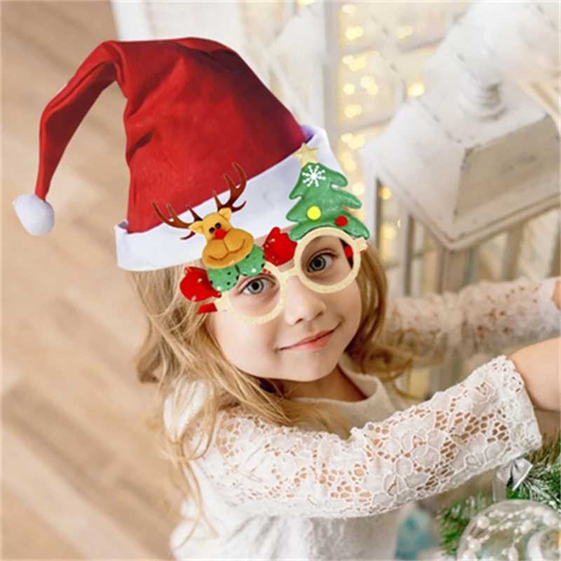 20PCS Christmas Ornaments Set Glasses Headbands Christmas Hats Bracelet Adult Children New Year Gift Holiday Decorations HoldersX241022