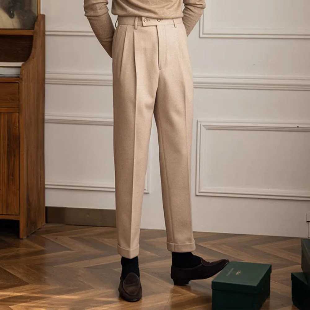 Mens Suit Pants High-End Casual Office British Style Trousers Temperament Trendy High Waist Suit Trousers Autumn Mens ClothesX241023