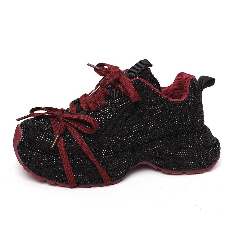 Full Sky Star Water Diamond Thick Bottom Explosion Street Style Dad Shoes Women 2024 Spring New Casual Shoes