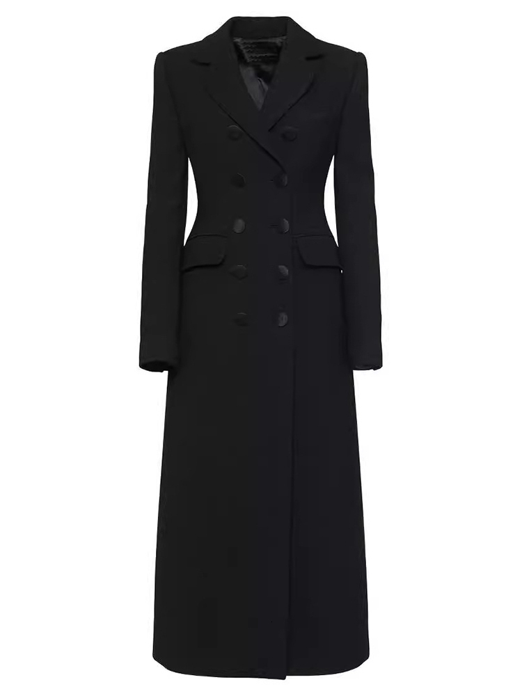 DEAT Fashion Women Blazer Notched Collar Long Sleeves Double Breasted Slim High Waist Suit Jackets Autumn 2024 New 7Ab4795