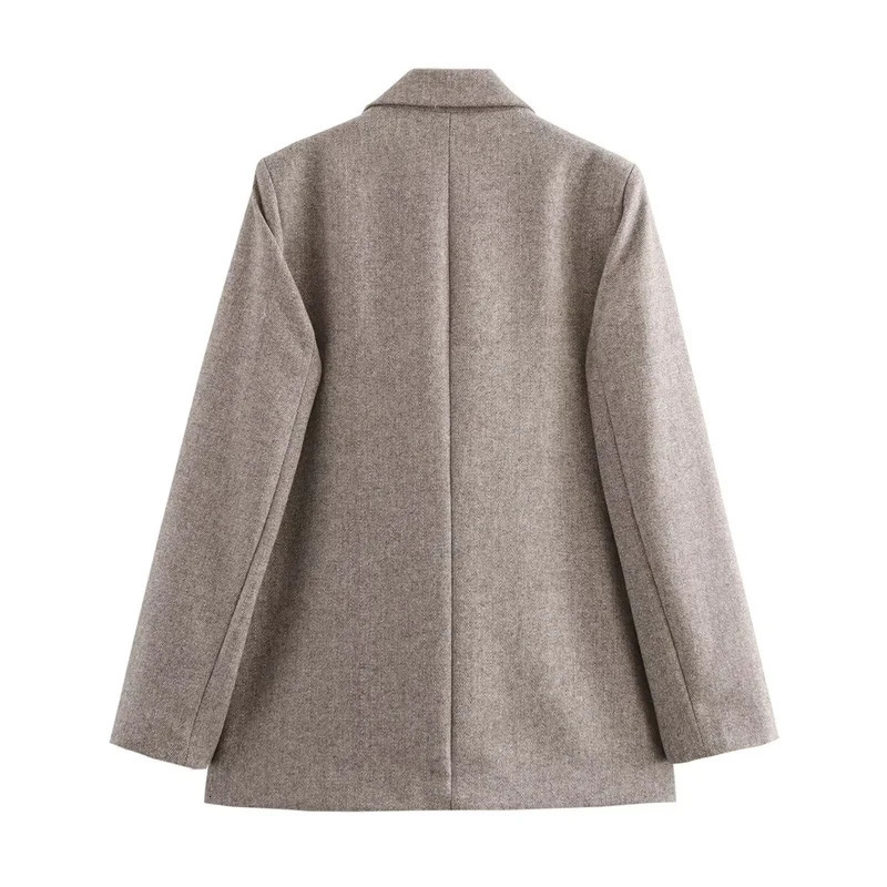 Autumn womens coarse tweed twill jacket casual fashion one click jacket elegant streetwear womens jacket 241023