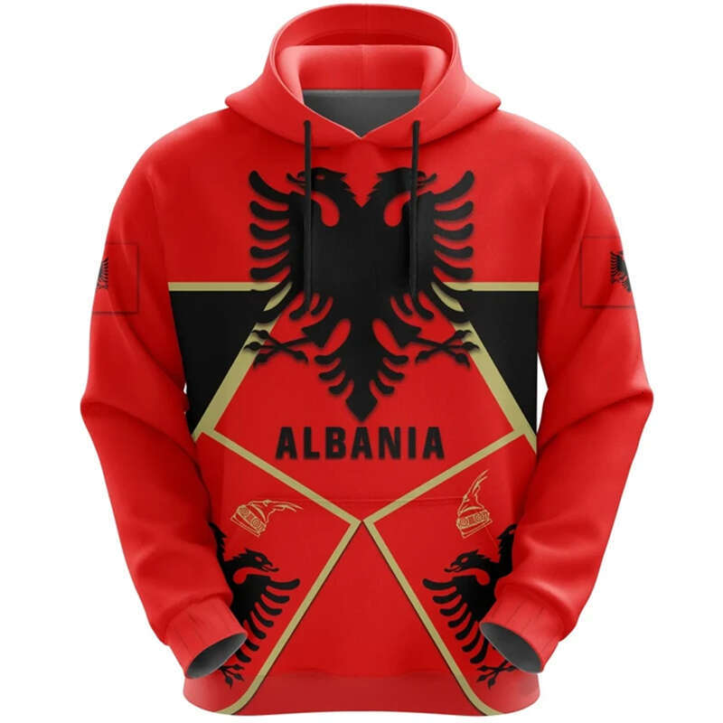 Flag Albania Hooded Sweatshirts New In Hoodies Tracksuit Fashion Pullovers Albanian Emblem Eagle D Print Tops n