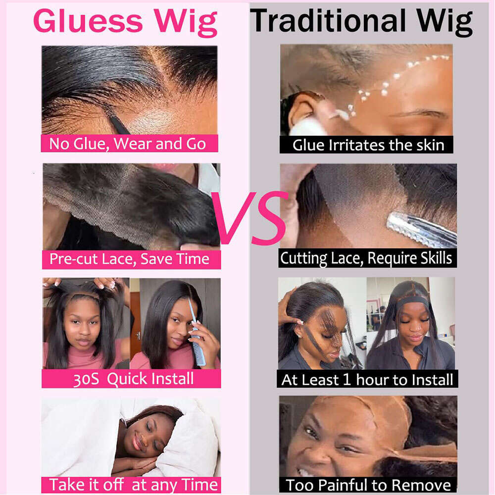 Straight Density Wear And Go Glueless Bob Wig For Women Ready To Human Hair Wigs x Lace Closure s