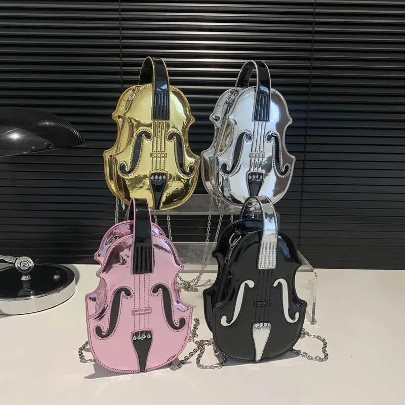 Creative Violin Womens Cross Body Bag PU Leather Small Backpack Womens Threaded Womens Fashion Shoulder Bag 241023