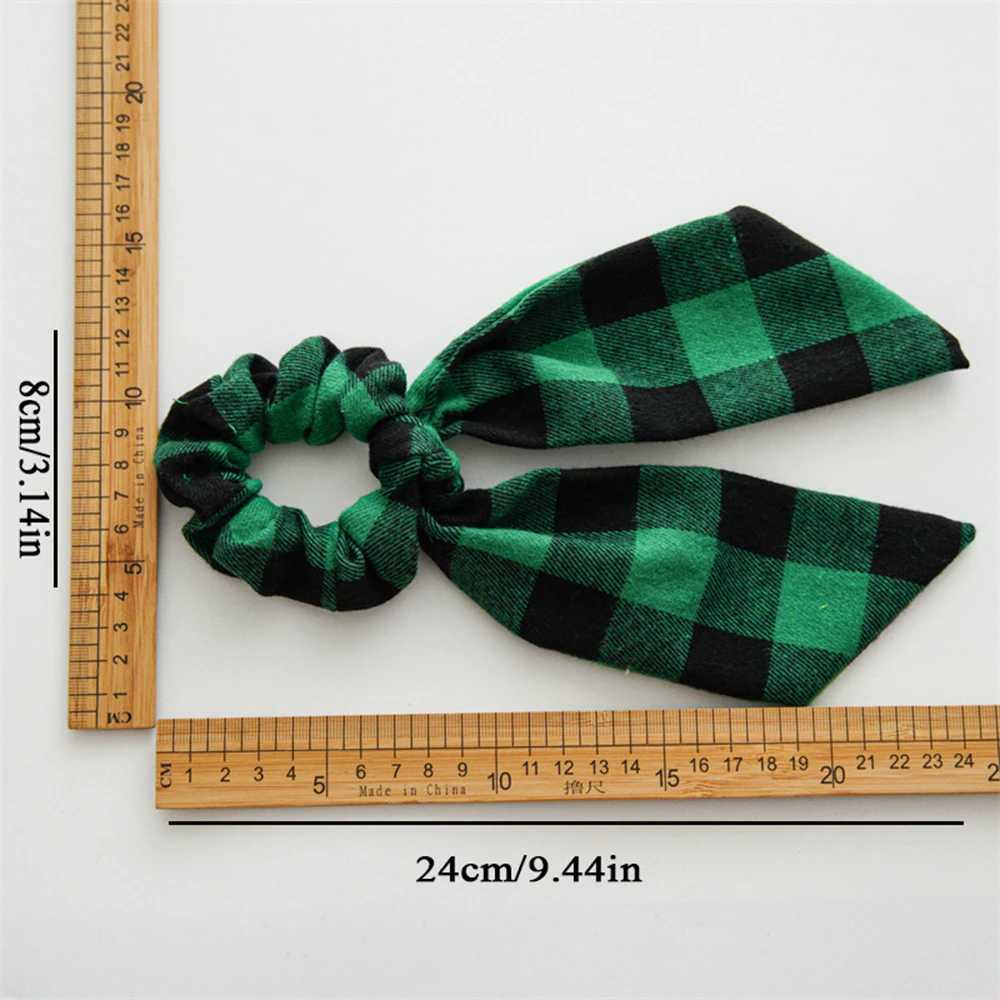 Christmas Hair Ties Scrunchies Santa Claus Coarse Checkered Bow Hair Rope For Girls Elastic Ponytail Holder Hair AccessoriesX241021