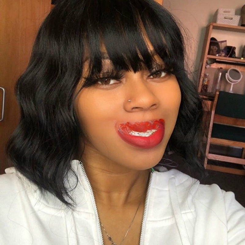 African wig for women with small curly hair, fluffy and natural black medium-length hair, chemical fiber wig