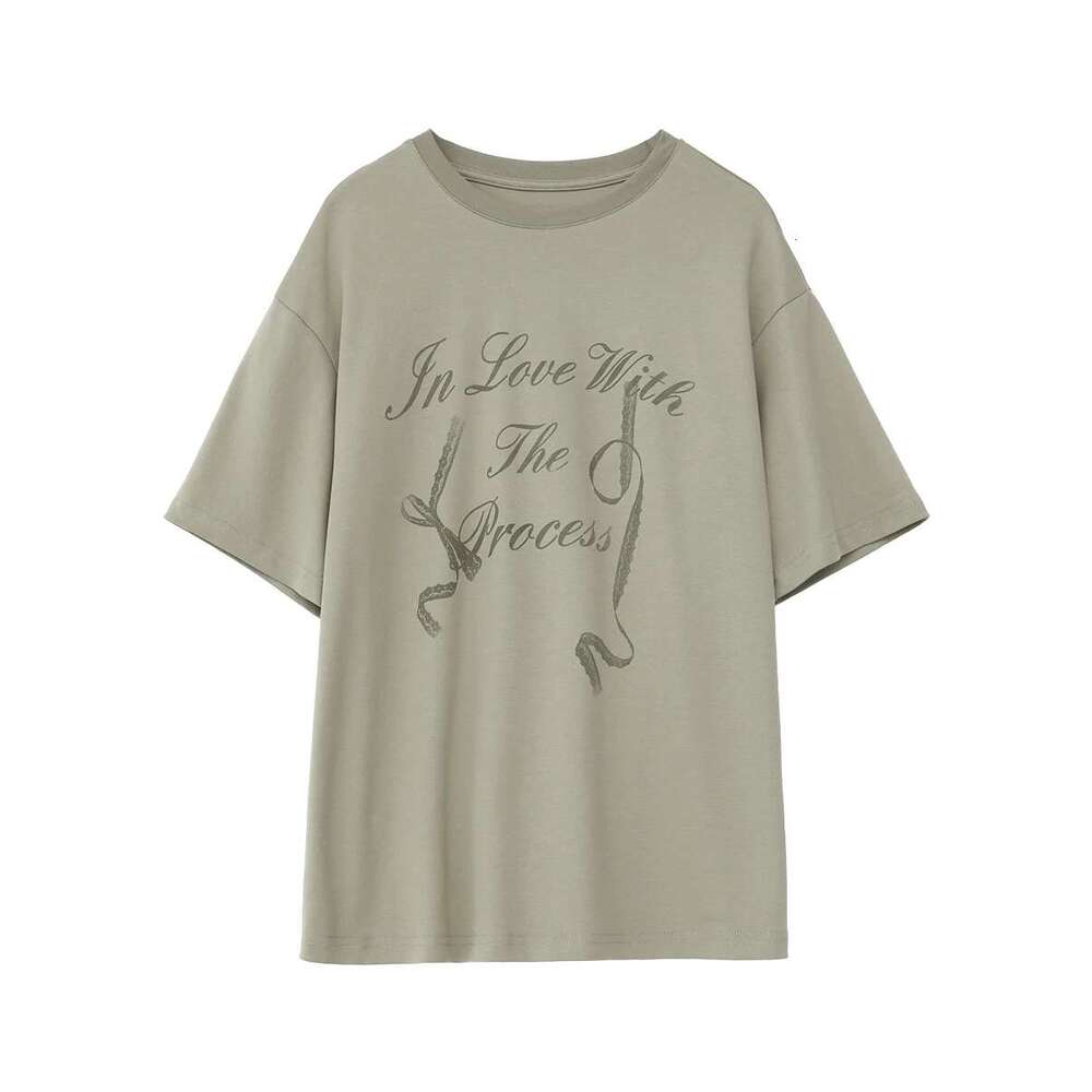 CHIC VEN Women T-Shirts New Minimalist Cotton Letter Printed Knitted T-Shirt Loose Short Sleeved Female Top Spring Autumn