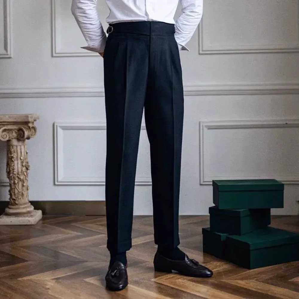 Mens Double Belt Suit Pants Genderless 2024 New British Temperament Versatile Comfortable High-Waisted Straight Trousers UnisexX241023