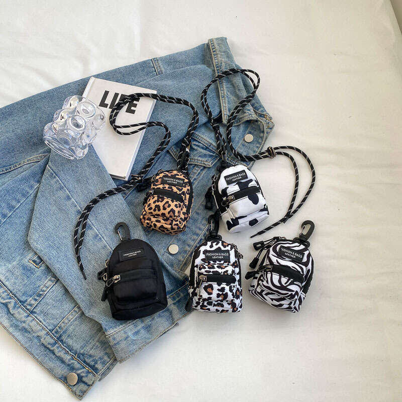 Korean Fashionable Retro Plaid Leopard Printing Children's Mini Basket Women's Shoulder Crossbody Bag