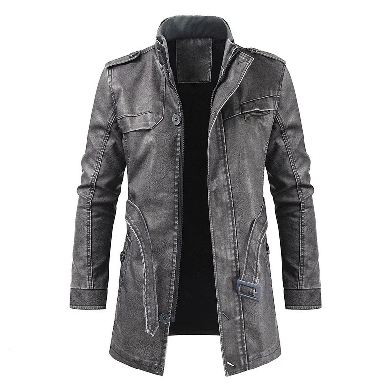 Mens fashionable warm and casual retro artificial leather jacket mens winter thick wool leather jacket Parkas 241023
