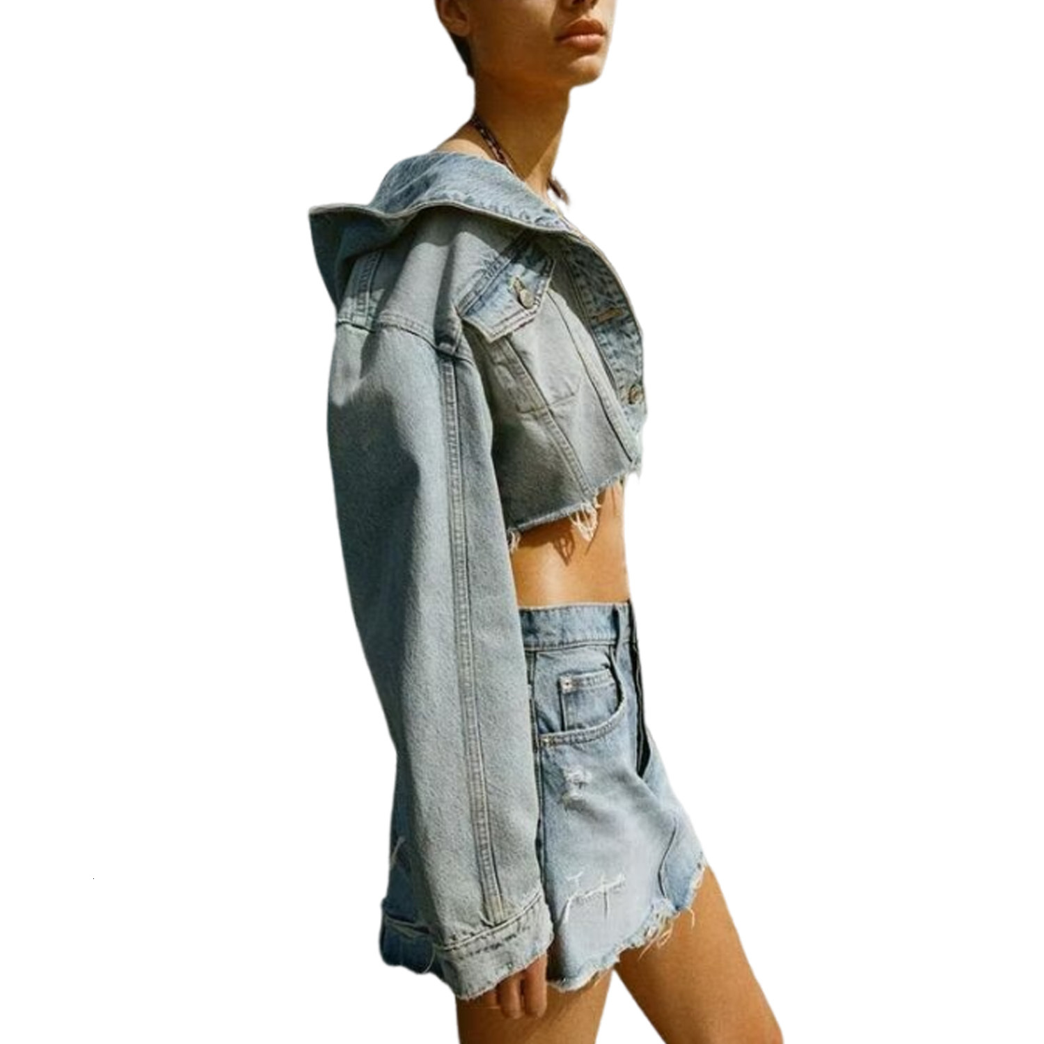 Women's Hooded Single Breasted Short Denim Jacket, Versatile Top, Long Sleeved, Casual Fashion, New