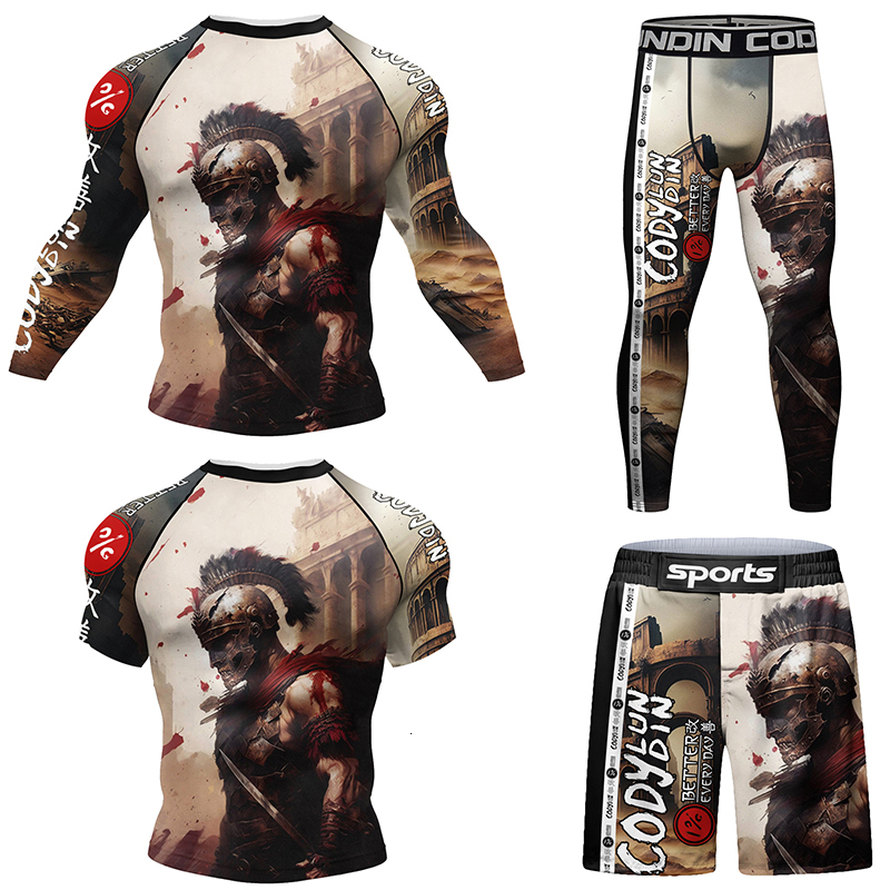 Mma Clothing Man Rashguard T-shirt+Pants Sets Rash Guard Jiu jitsu MMA Compression Shirt+Shorts Bjj Boxing Jerseys Sport Suits