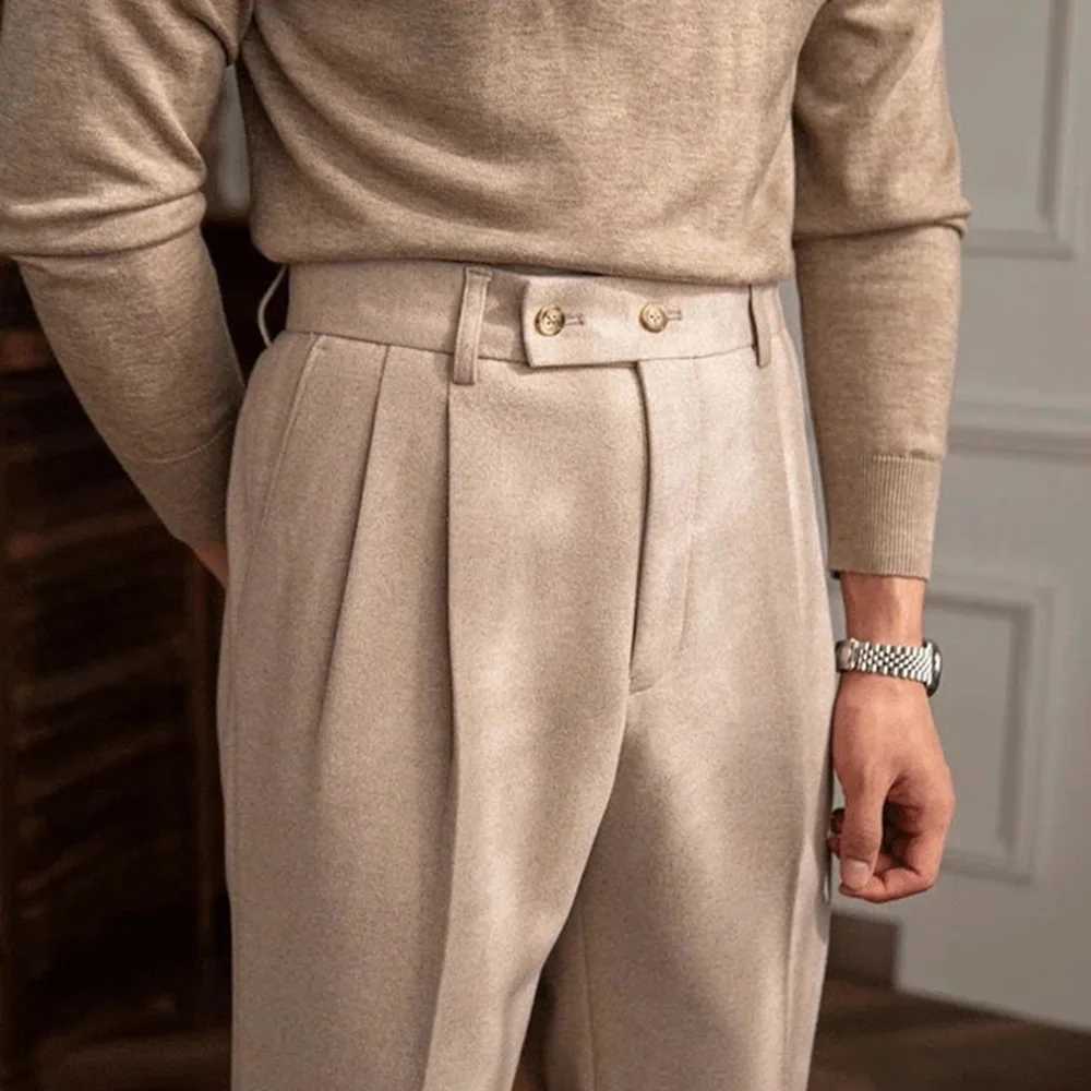 Mens Suit Pants High-End Casual Office British Style Trousers Temperament Trendy High Waist Suit Trousers Autumn Mens ClothesX241023