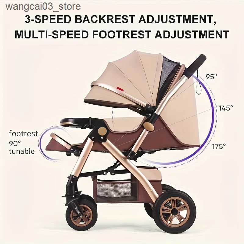 Strollers# Foldable Baby Stroller Sit Lie Portable 360 Swivel Front Wheel Trolley Cart Large Two-way Stroller with Sunshade for Infants L240910