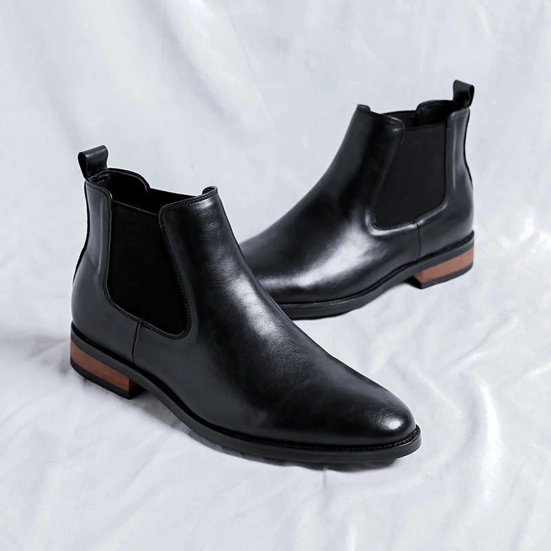 Genuine leather classic mens high top Chelsea ankle boots high-quality mens casual dresses business shoes comfortable outdoor basic boots 250225 - view 6