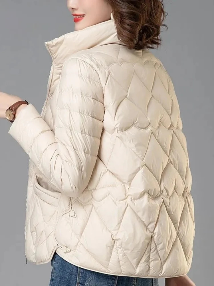 Lightweight down cotton jacket womens coat autumn item middle-aged and elderly mother clothing short sleeved cotton jacket womens coat 241023