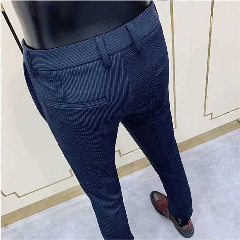 Men Striped Suit Pants Slim Fit 2024 Spring New Dress Pants Men Office Party Trousers Business Casual Formal Pants Men ClothingX241023