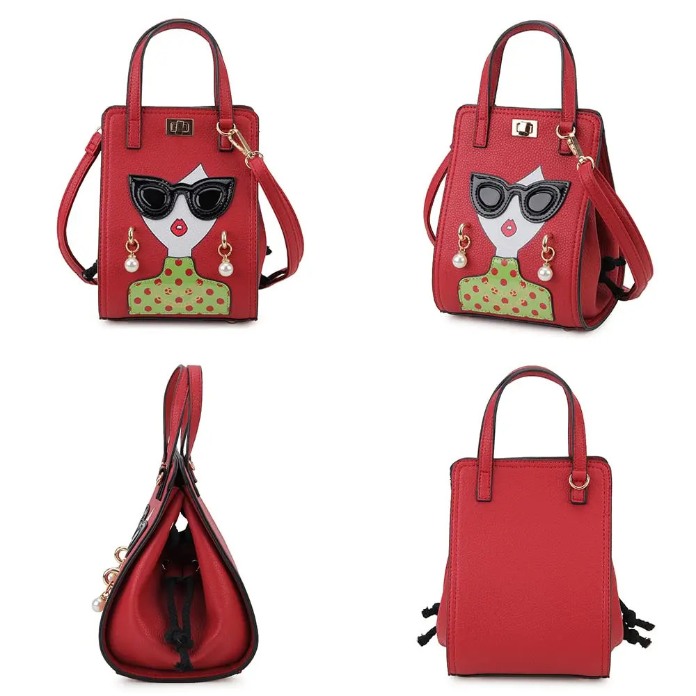 Funky Lady Face Purses and Handbags for Women Cartoon Pattern Female Shoulder Bag Top Handle Satchel Party Clutch Crossbody Bag 241023