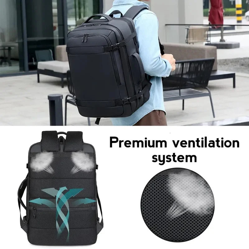 40L expandable USB travel backpack flight approved carry on airplane backpack waterproof and durable 17 inch mens backpack 241023