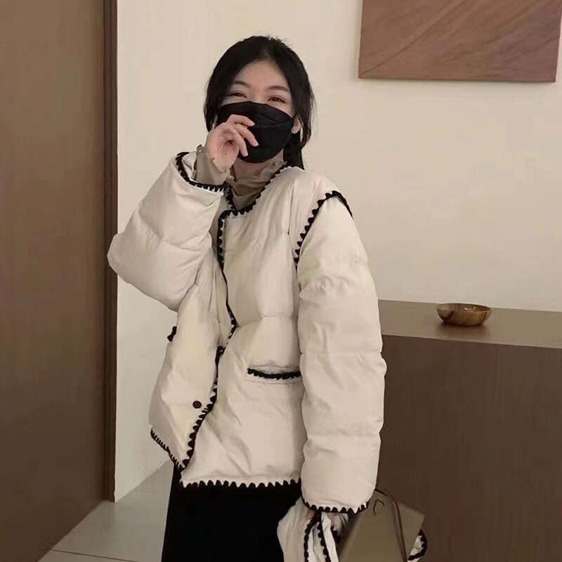 Rose Petite Sweet Casual White Down Jacket Everyday Versatility Winter Women Coat Warm 2023 New