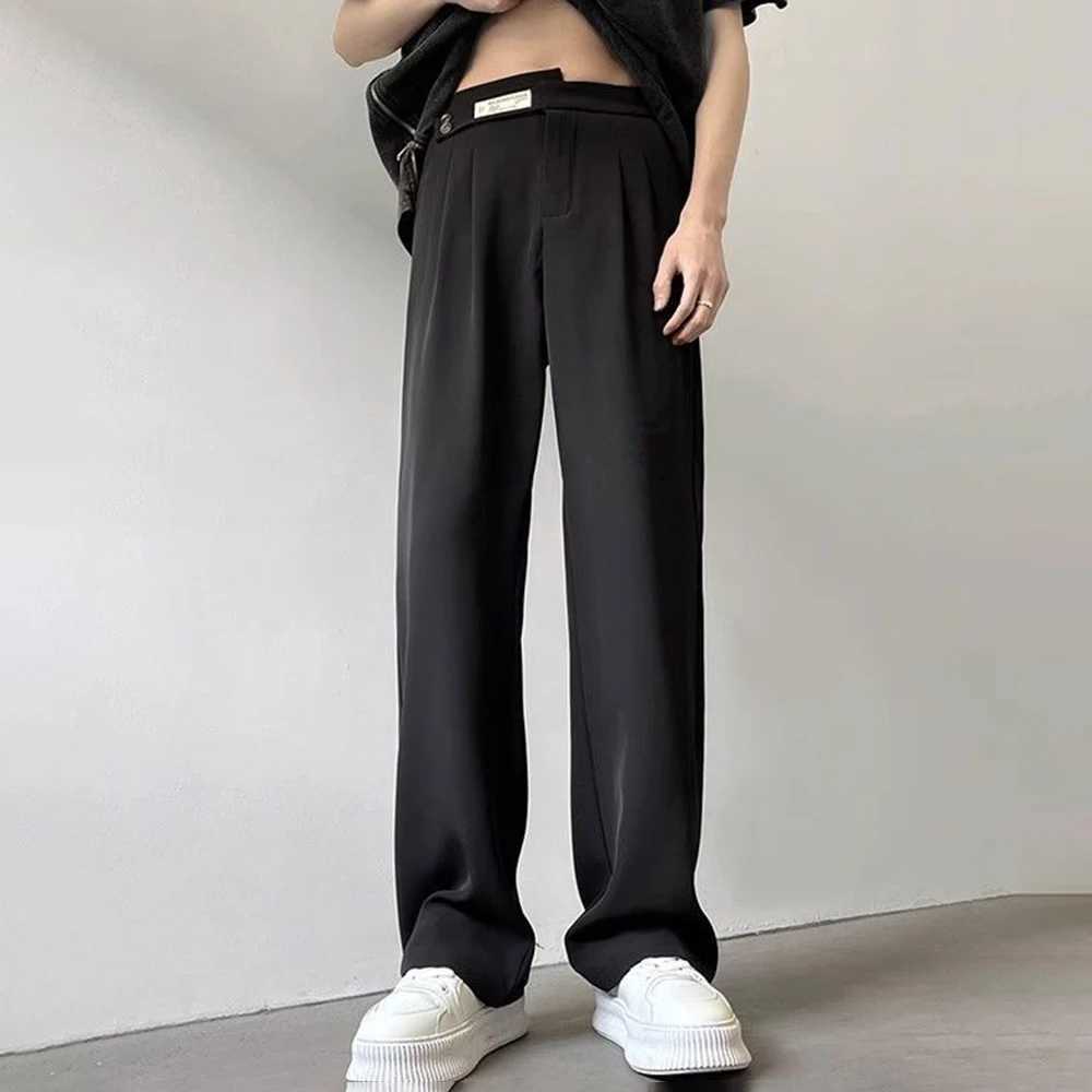 Suit Pants For Men Fashionable And Elegant Loose Straight Casual Pants British Style Solid Color High-Waisted Wide-Leg PantsX241023
