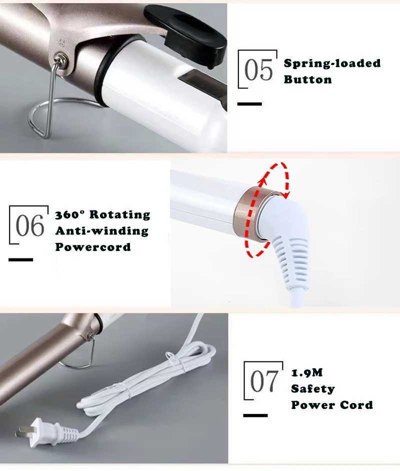 New Arrival New electric hair curler with LCD screen professional hair curler iron hair curler 9-38mm bar style hair styling tool Z241022