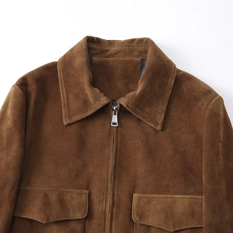 Womens genuine sheepskin jacket fashionable retro style genuine suede coat soft leather for spring and autumn 241023