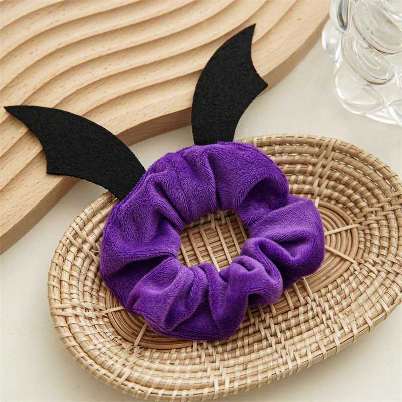 Cute Velvet Scrunchies Hair Loop Deer Horn Bat Hairband for Women New Halloween Headwear Christmas Hair Accessories GiftX241021