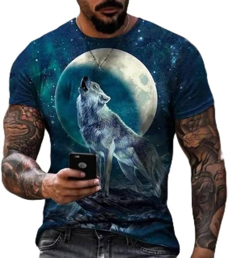 Mens T shirt Men Cool Animal T-Shirt Wolf 3D Printed T Shirt Men Women Short Sleeve T-Shirt tee Casual tops summer clothes nice