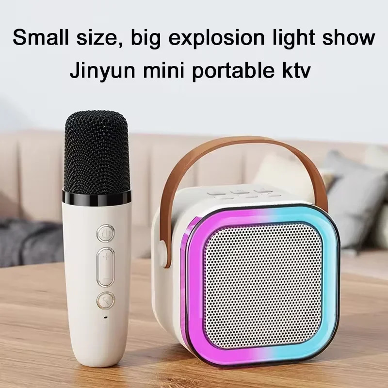 Wireless Karaoke Ser Bluetooth Microphone K12 Home KTV Machine RGB Light Portable Mini 241022