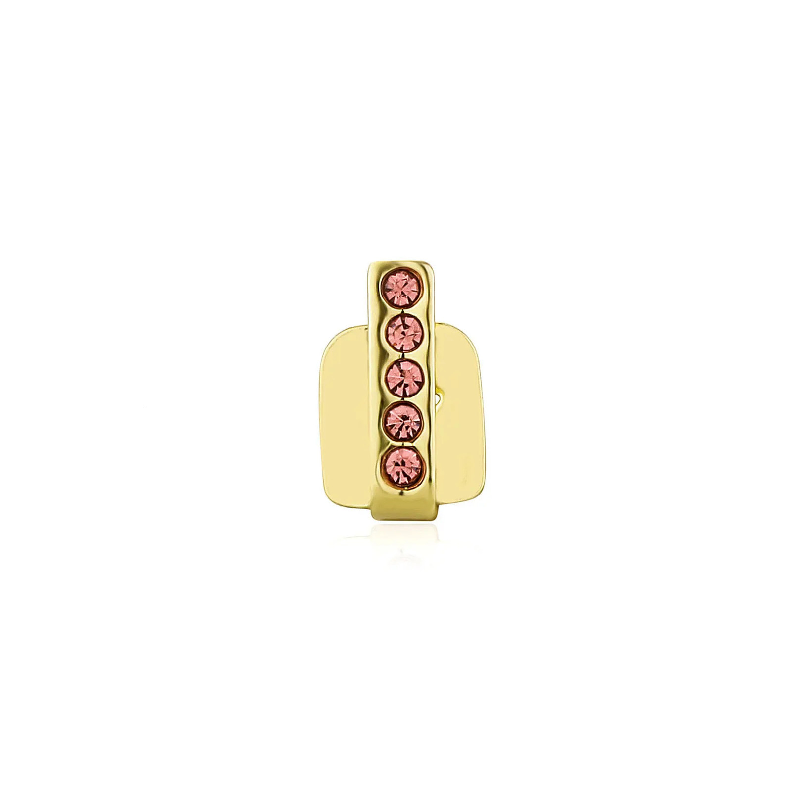 Rachelz Hip Hop Stand Bar Colorful Zircon Teeth Grill Punk 14K Gold Plated Hat Decoration Womens Jewelry Gift 241022