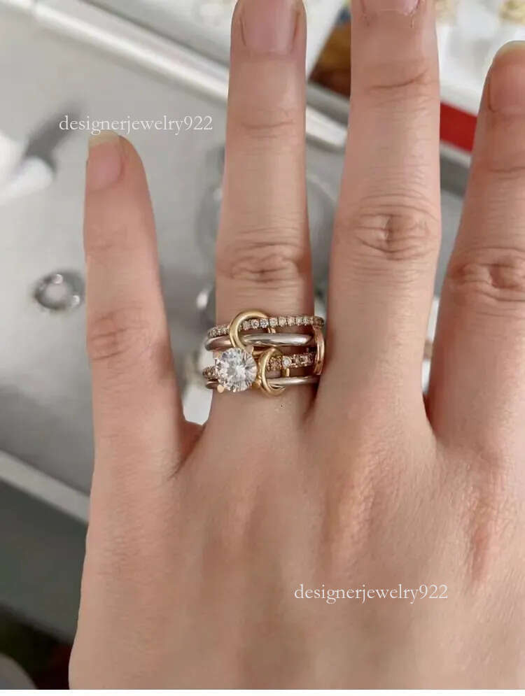 Designer Gold Sterling Silver Multi-Ring Set by Spinelli Kilcol - Elegant Mother's Jewelry with Halley Gemini Bands