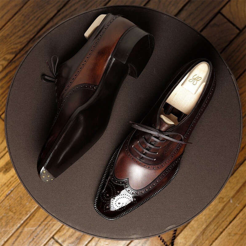Classic Brogues Brown Black Business Square Head Carved Oxford Lace-up Red Sole Men Dress Shoes