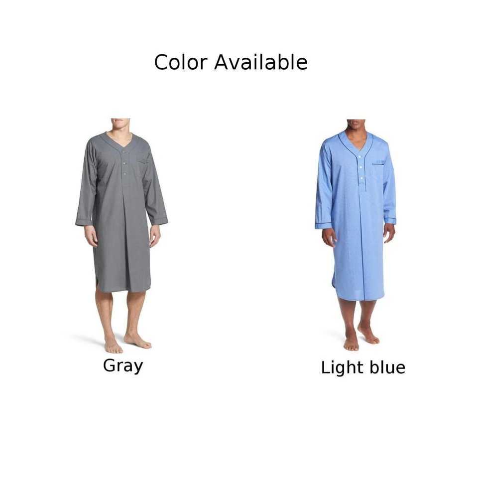 Mens evening gown loose V-neck long Sve evening gown solid autumn sleepwear pure cotton soft and comfortable Spwear top casual home wear new W241023