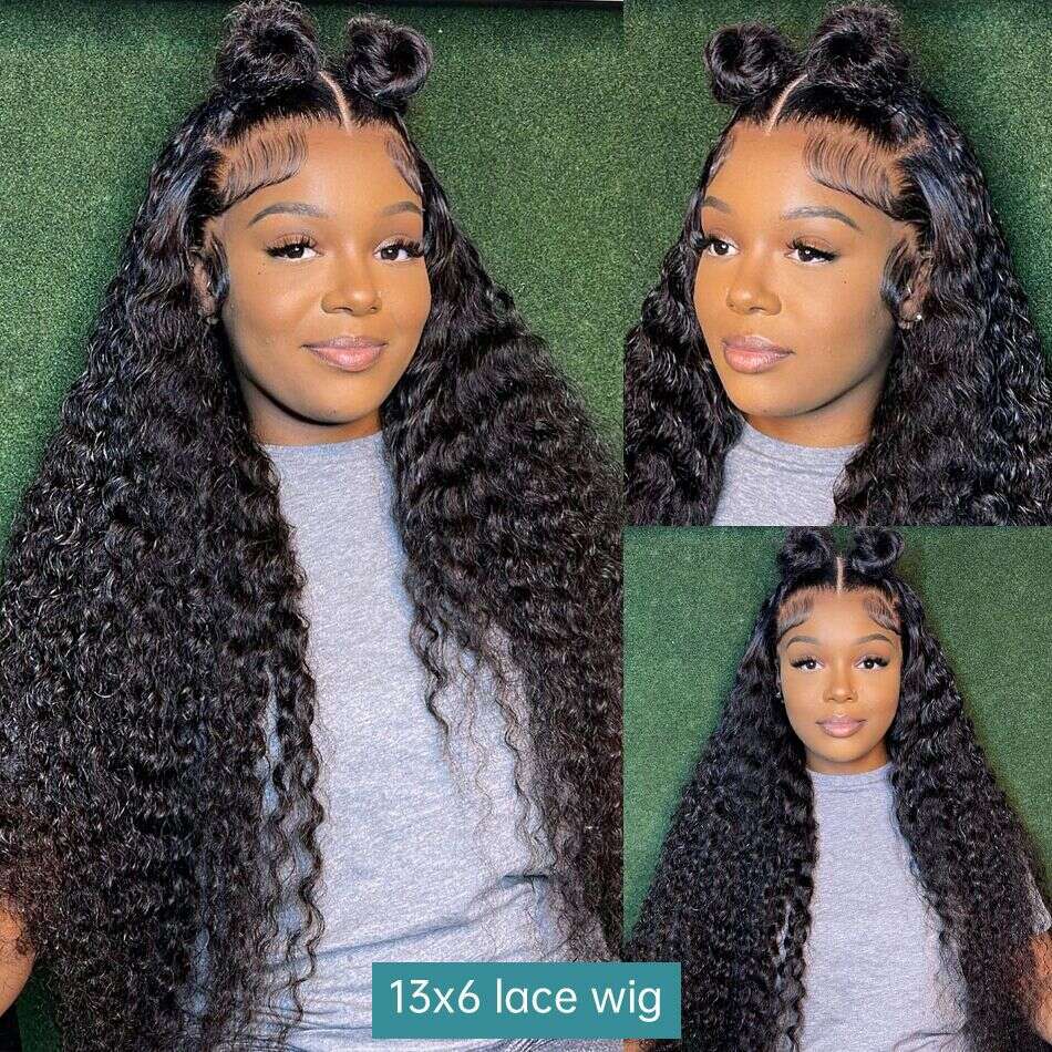 180 Density HD 13X6 Transparent Deep Water Wave Curly Human Hair Lace Frontal Wig 30 34 Inch 13X4 Lace Front Human Hair Wigs