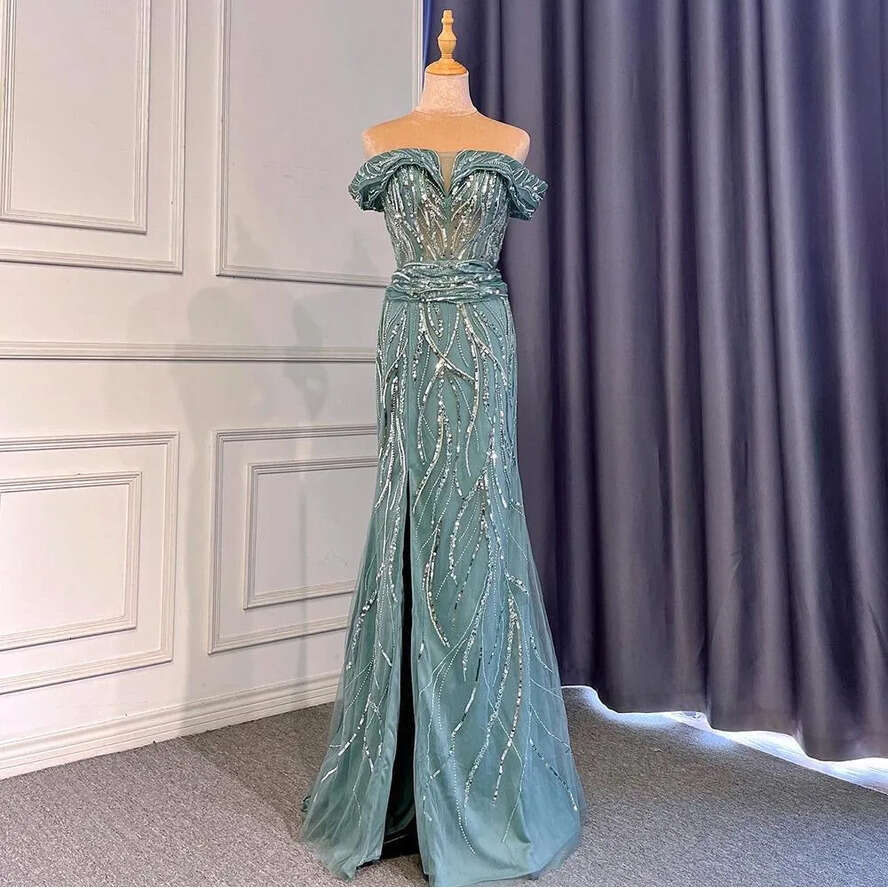 Arabic Split Stunning Dubai Evening Dresses With Detachable Skirt A E Off Shoulders Backless Seqined Long Party Ocn Gowns Prom Wear Bc18177