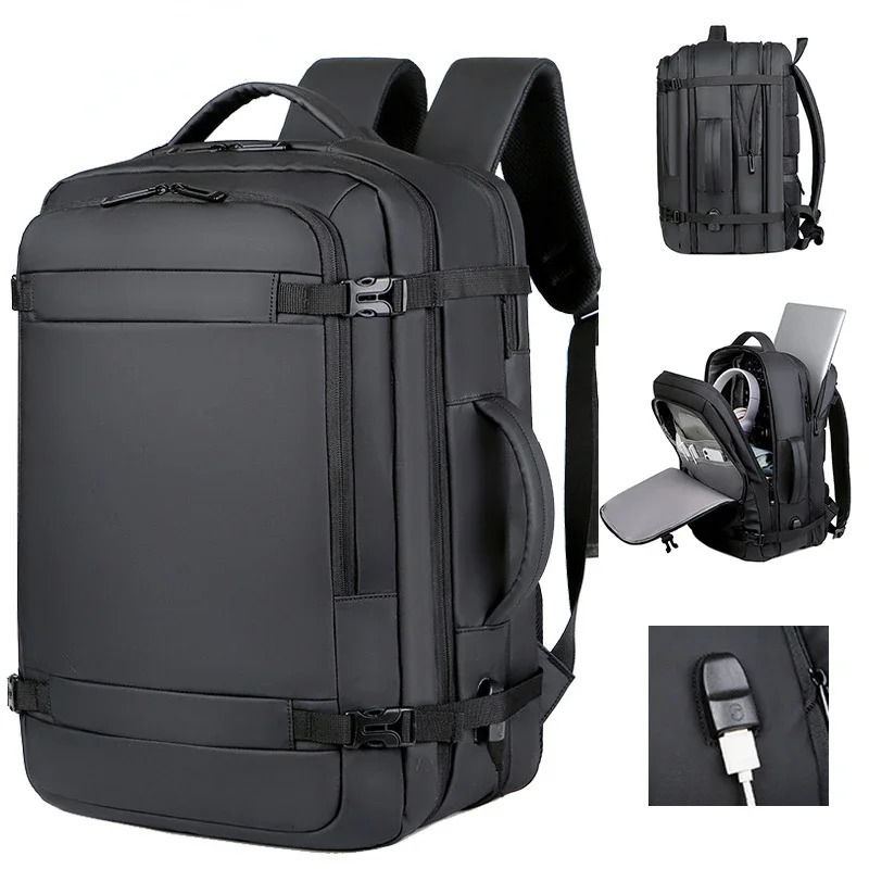40L expandable USB travel backpack flight approved carry on airplane backpack waterproof and durable 17 inch mens backpack 241023