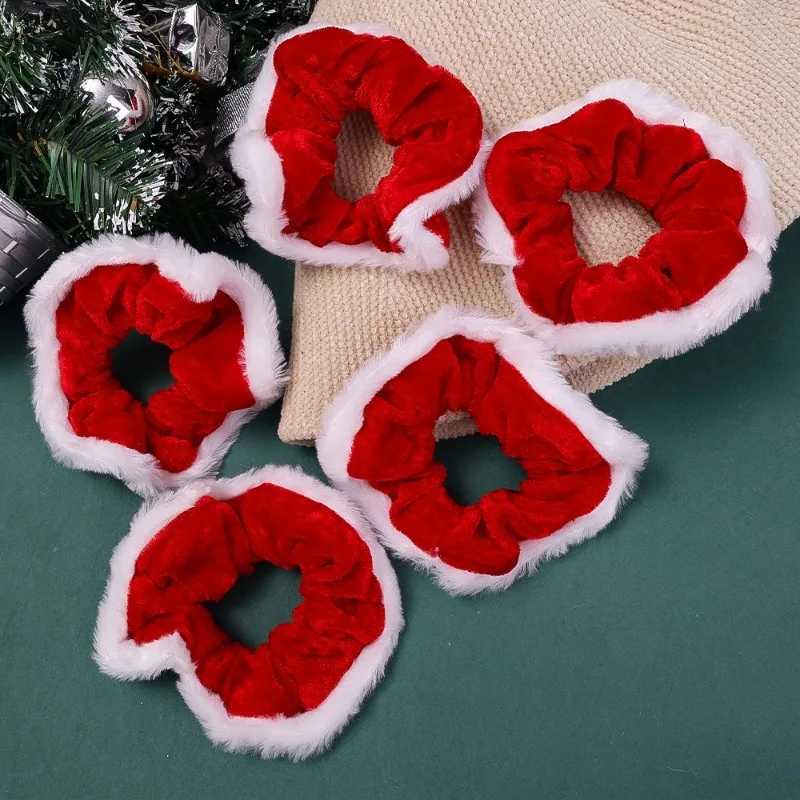 Women Scrunchies Christmas Red Hair Band Accessories Large Hair Tie Solid Color Elastic Women Ponytail Holder Christmas OrnamentX241021