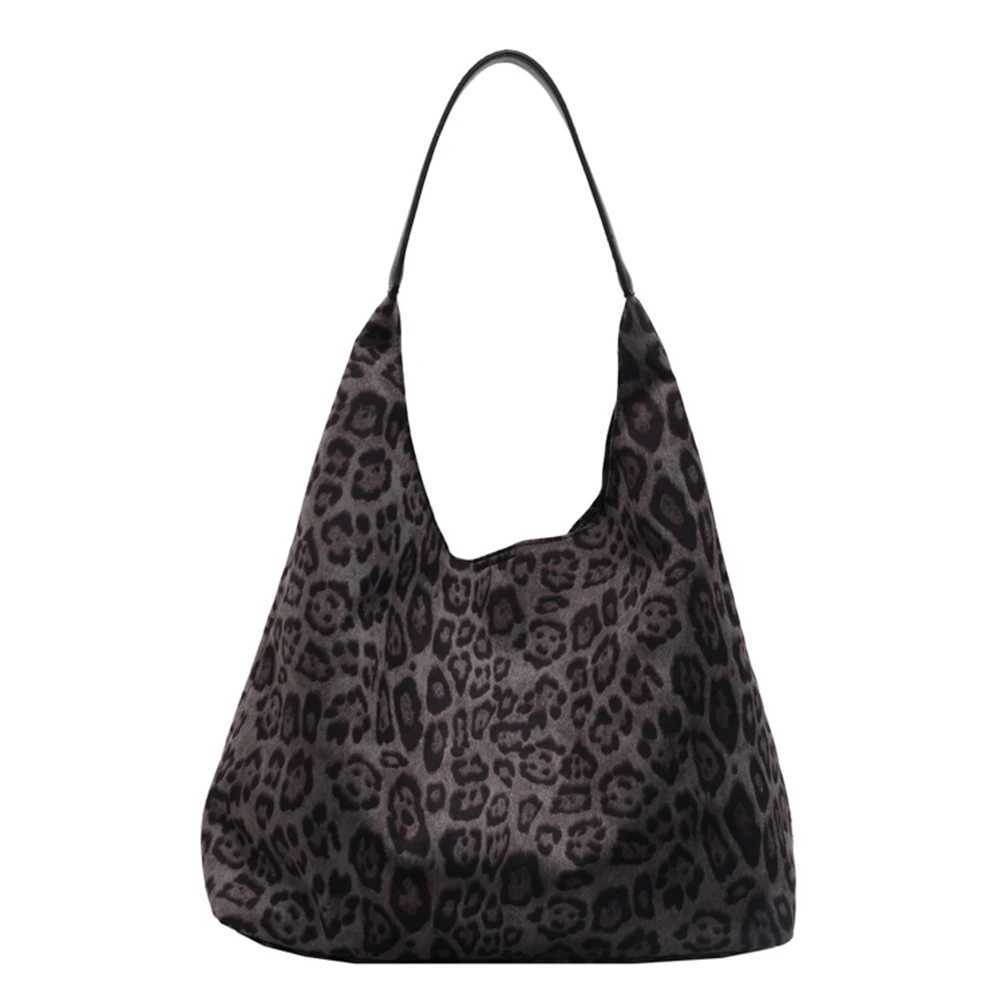 Women Suede Shoulder Bag Leopard Print Hobo Magnetic Closure Purse and Handbag Trendy for Work Travel 241023