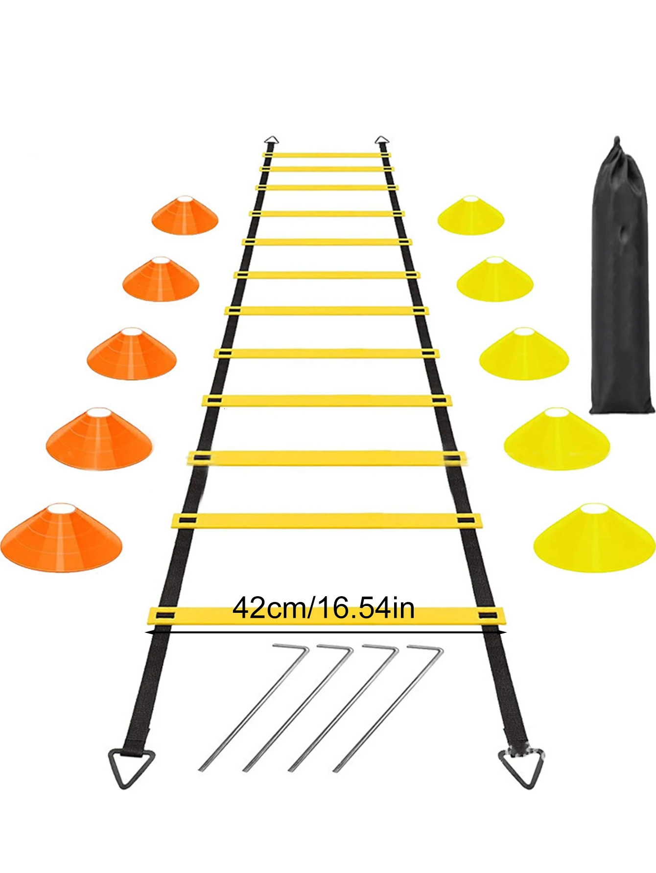 1 set of football agility training equipment 12 vibration agility ladder 10 cone 4 steel pile football speed training equipment 241022