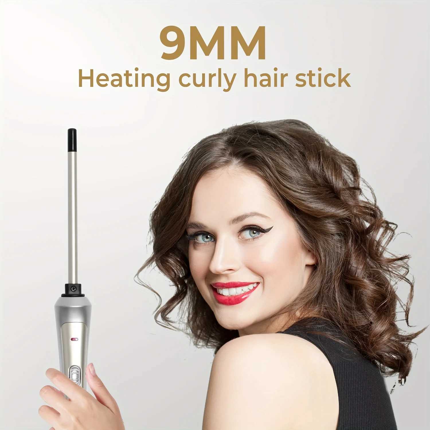New Arrival 9mm thin curler 3/8-inch small curly iron professional curling stick ceramic short and long hair small rice dumpling Z241022