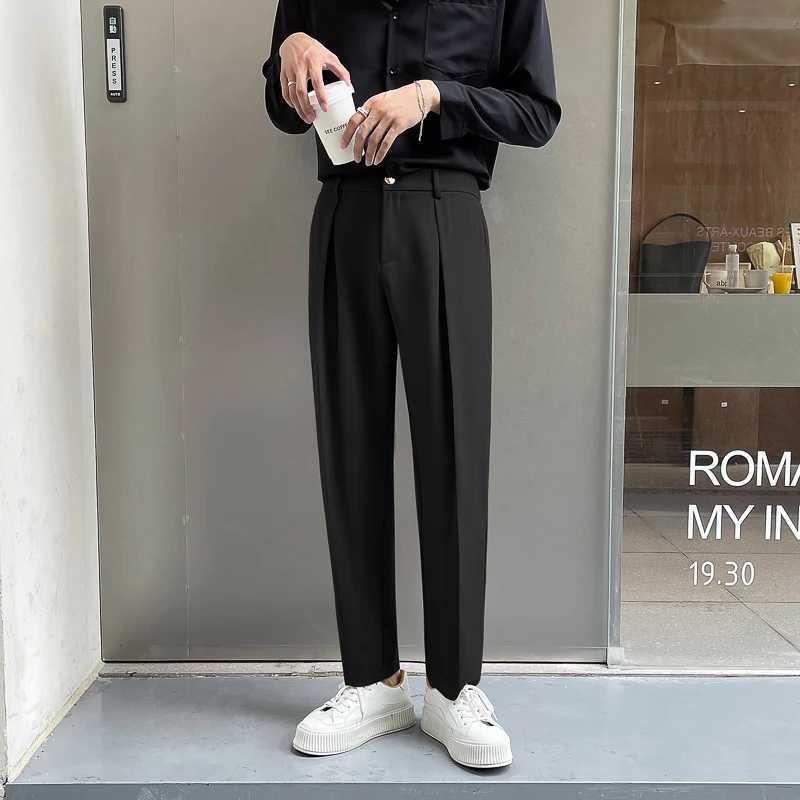 Black Suit Pants Men Slim Fashion Social Mens Dress Pants Korean Loose Casual Straight Pants Mens Office Formal Trousers M-3XLX241023