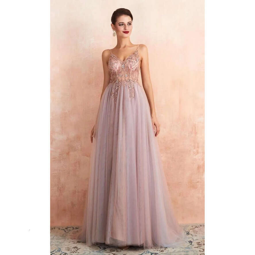 A E Tulle Modern Prom Dresses Sexy Spaghetti Straps Front Slit Long Evening Party Gowns Open Back Bridesmaids Wears Bc18028 vening