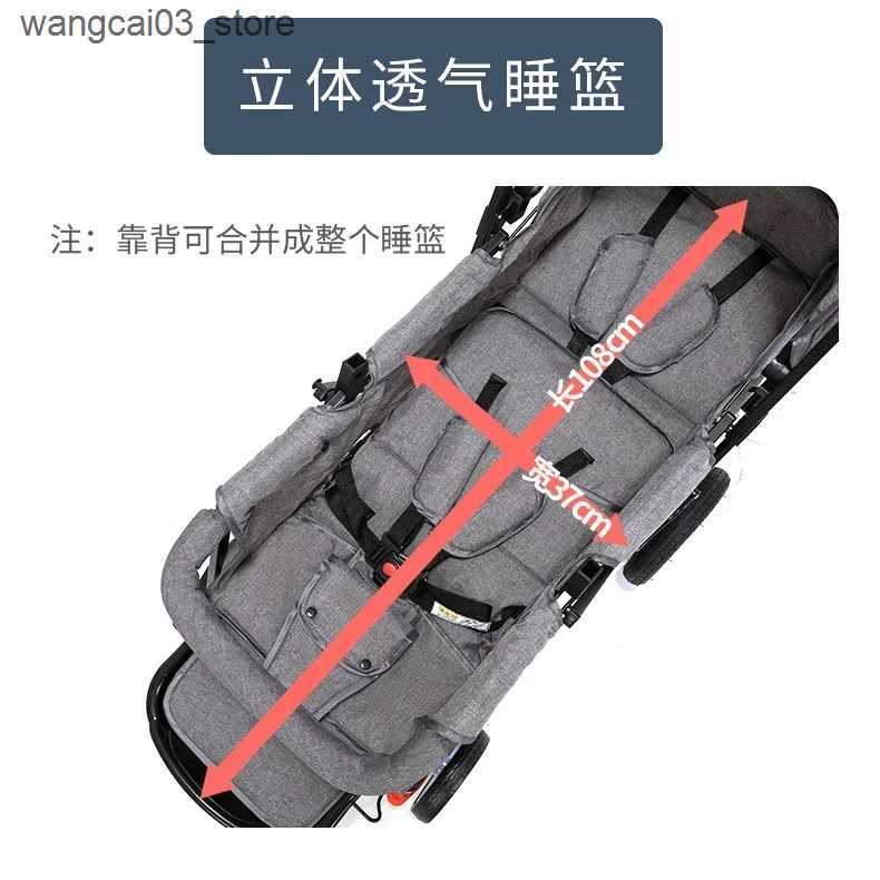 Strollers# Baby Strollers For Twins Double Front And Back Seat Lie Foldable Safety Carriage Portable Travel System L240910