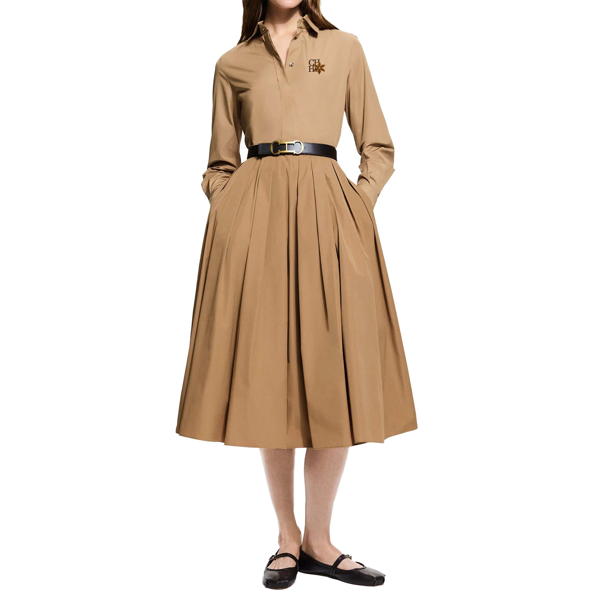New Women Sets Long Sleeved Shirts Embroidery Design A E Pleated Skirt Temperament Casual Office Ladies Skirts Suits