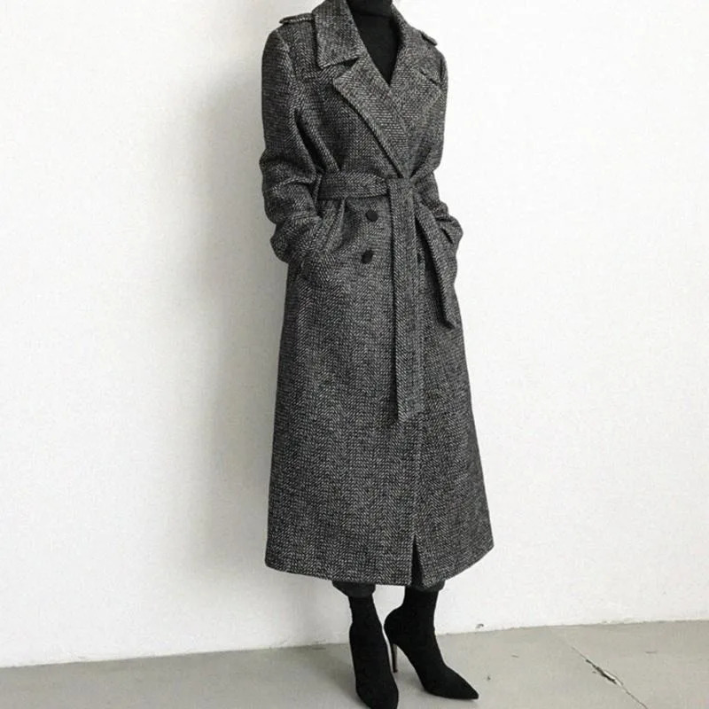 Winter Womens Long Knee Wool Coat Womens Plain Casual Warm Thick Fully Matching Wool Coat 241023
