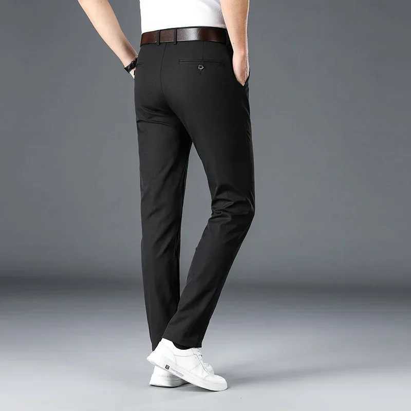 2024 Mens Spring Summer Fashion Business Casual Long Pants Suit Pants Elastic Straight Formal Trousers Plus Big Size 30-40X241023